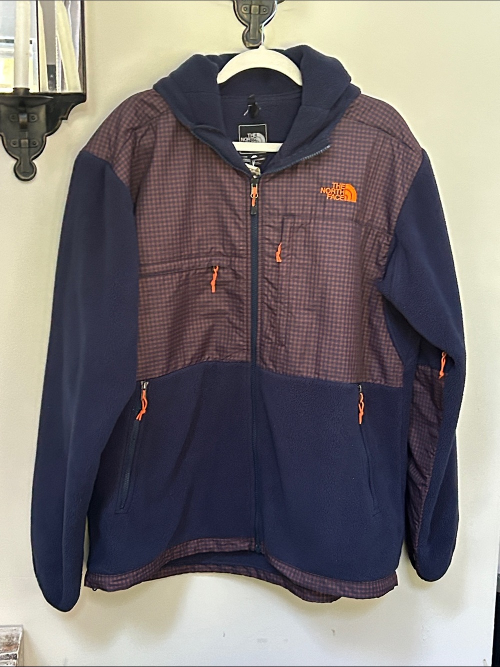Men’s Navy & Plaid North Face Denali Jacket XL